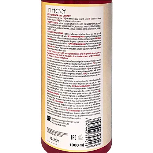 Timely - Gel de ducha hidratante con aroma de cereza para niños
