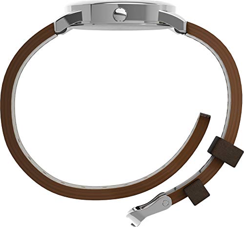 Timex T200419J - Reloj análogico de cuarzo con correa de cuero para hombre, color marrón/plata