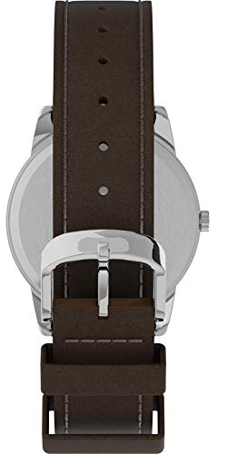 Timex T200419J - Reloj análogico de cuarzo con correa de cuero para hombre, color marrón/plata