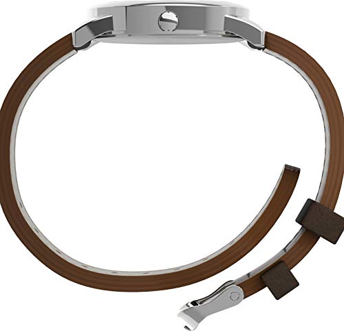 Timex T200419J - Reloj análogico de cuarzo con correa de cuero para hombre, color marrón/plata