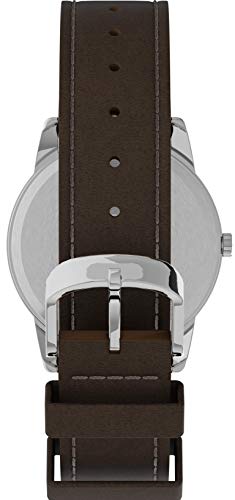 Timex T200419J - Reloj análogico de cuarzo con correa de cuero para hombre, color marrón/plata