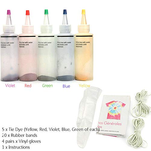 Tinte para ropa, altamente concentrado, fácil de apretar, permanente en un paso, para decorar ropa, colorido, atado, seguro, no tóxico, apto para tela, algodón, rayón y más Tamaño libre 5pcs