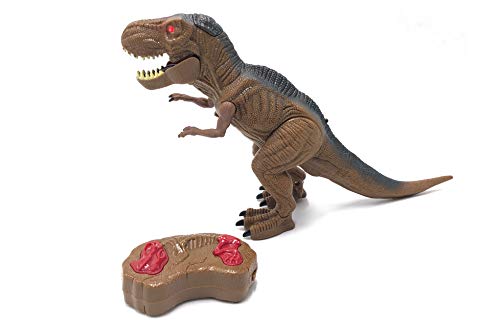 Tiranosaurio Rex Dinosaurio Teledirigido RC Muy Realista! (Movimiento, Luz, Sonido y Humo) con Mando Radio Control Remoto para Niños | T Rex Robot Dinosaurios Juguetes Interactivo (Pequeño)