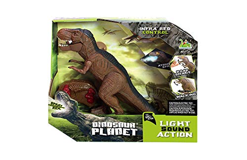 Tiranosaurio Rex Dinosaurio Teledirigido RC Muy Realista! (Movimiento, Luz, Sonido y Humo) con Mando Radio Control Remoto para Niños | T Rex Robot Dinosaurios Juguetes Interactivo (Pequeño)