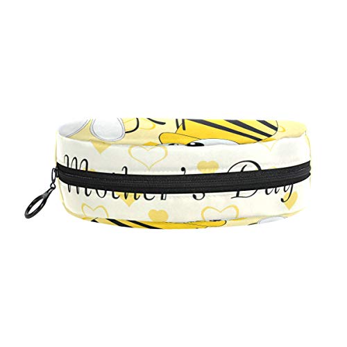 Titulares de la caja de lápiz Bolso de la bolsa de papelería de la pluma de la madre y el niño de la abeja con maquillaje con cremallera para niñas niños