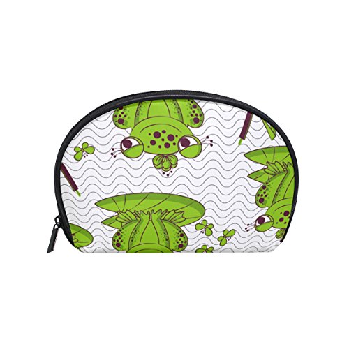 TIZORAX Bolsa de cosméticos con diseño de ranas y libélulas