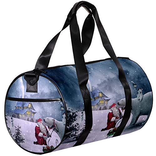 TIZORAX - Bolsa de deporte para mujer, hombre, diseño de Papá Noel, oso polar