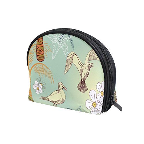 TIZORAX - Bolsa de maquillaje para mujer, diseño de árbol de flores y pájaros