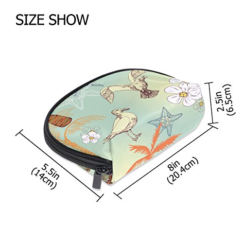 TIZORAX - Bolsa de maquillaje para mujer, diseño de árbol de flores y pájaros