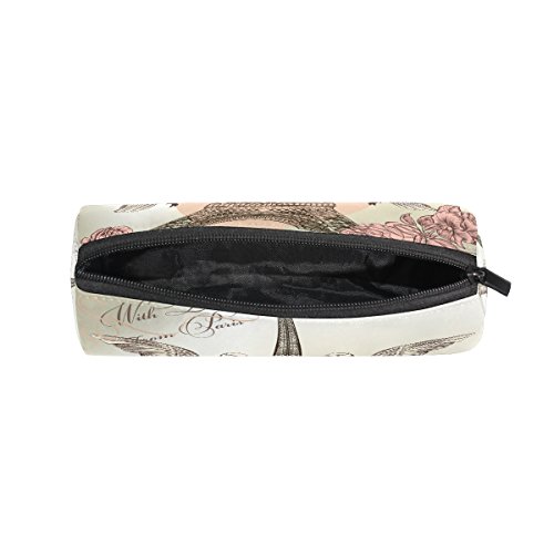 TIZORAX - Estuche para lápices de rosa de la Torre Eiffel de San Valentín, con cremallera, organizador de monedas, cosméticos, para mujeres, adolescentes, niñas, niños
