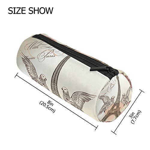 TIZORAX - Estuche para lápices de rosa de la Torre Eiffel de San Valentín, con cremallera, organizador de monedas, cosméticos, para mujeres, adolescentes, niñas, niños