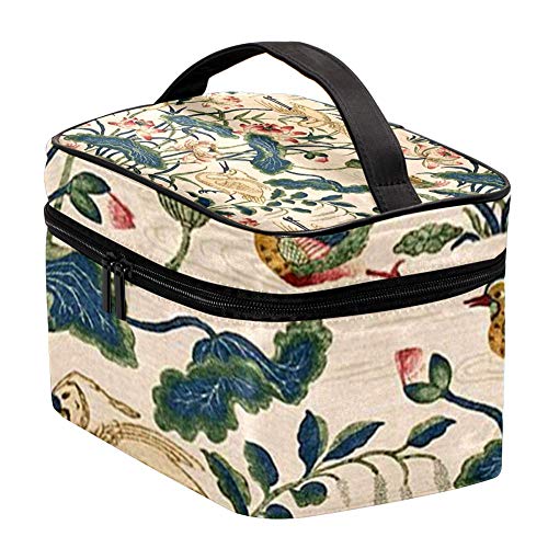 TIZORAX Pájaros y Pato mandarín en Lotus Pond Bolsa de cosméticos Estuche de Viaje de Viaje Caja de Organizador de Maquillaje Grande