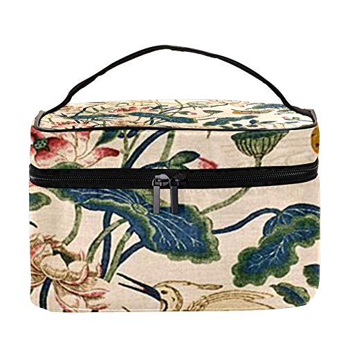 TIZORAX Pájaros y Pato mandarín en Lotus Pond Bolsa de cosméticos Estuche de Viaje de Viaje Caja de Organizador de Maquillaje Grande