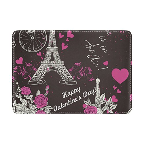 TIZORAX Paris Eifel - Funda de piel para pasaporte, diseño de torre de San Valentín