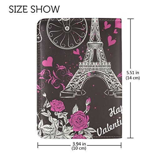 TIZORAX Paris Eifel - Funda de piel para pasaporte, diseño de torre de San Valentín