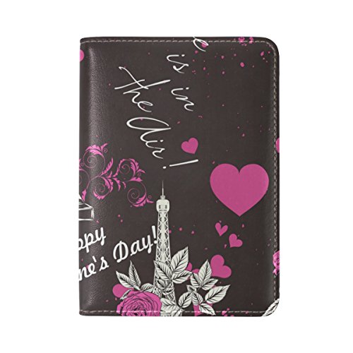 TIZORAX Paris Eifel - Funda de piel para pasaporte, diseño de torre de San Valentín
