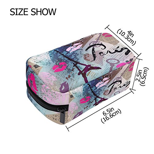 TIZORAX Paris Torre Eiffel Kiss práctico bolsa de maquillaje bolsa organizador bolsa de viaje