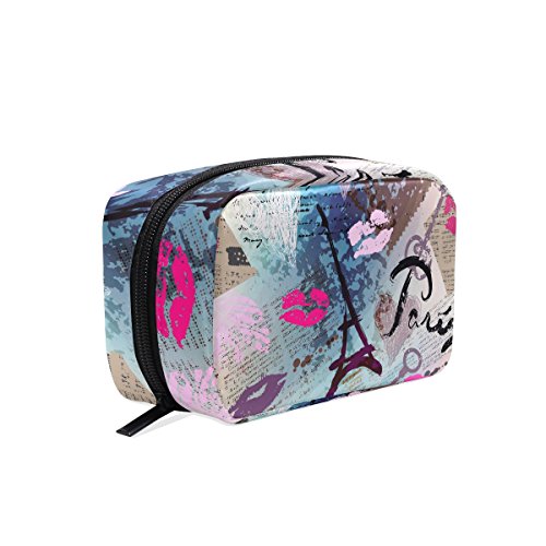 TIZORAX Paris Torre Eiffel Kiss práctico bolsa de maquillaje bolsa organizador bolsa de viaje