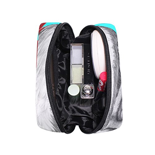 TIZORAX Retrato de Perro Pug con Sombrero de Santa Bolsa de Cosmética Bolsa de Maquillaje Organizador Bolsa de Viaje