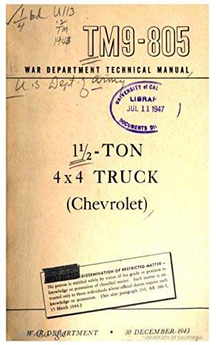 TM 9-805 1 1/2 Ton Truck, 4x4, (Chevrolet), 1943 (English Edition)