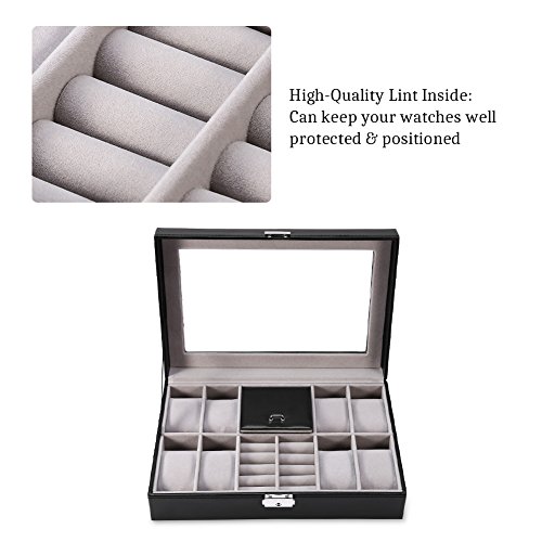 TMISHION 8+2 Caja para Relojes Anillo Estuche Joyero cuadrículas Caja para Almacenamiento Relojes Soporte Profesional Almacenamiento Organizador (8+2)