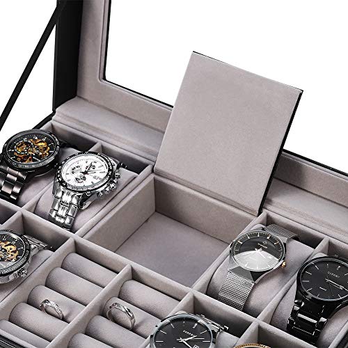 TMISHION 8+2 Caja para Relojes Anillo Estuche Joyero cuadrículas Caja para Almacenamiento Relojes Soporte Profesional Almacenamiento Organizador (8+2)