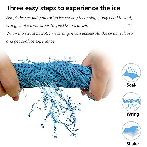 Toalla de Enfriamiento de Viaje Deportivo con Estuche de Transporte,Microfibra Ligero de Secado Rápido Manténgase Fresco,para Escalada Camping Ciclismo Gimnasio Yoga Golf Fútbol Natación(Azul)