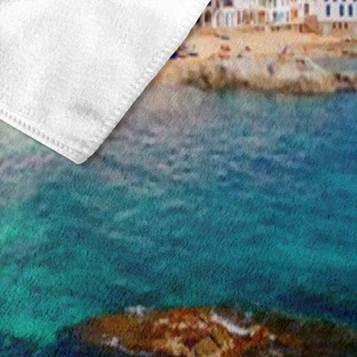 Toalla de microfibra para playa, paisaje marino Calella de Palafrugell Toallas de baño Cataluña Secado rápido Toallas de viaje ligeras Ultra absorbente Toalla de baño de playa Toalla de baño Toallas