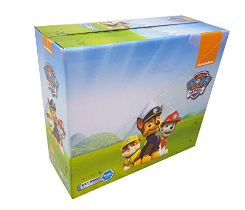 Toallitas húmedas infantiles de la Patrulla Canina. Caja 10 packs x 30 uds en packs individuales de 10 uds: 300 toallitas. Cómodo tamaño pocket para llevar en bolsillo, viajes, mochila o bolso.