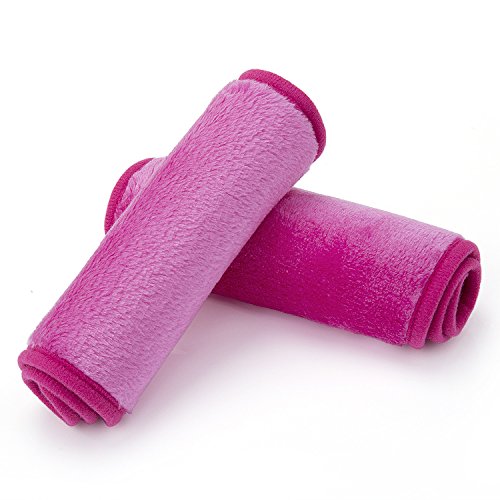 Toallitas para desmaquillaje, Meersee Toalla de Microfibra desmaquillante borrador del paño de limpieza elimina el maquillaje con agua,Pack de 2 (Rosa)