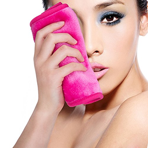 Toallitas para desmaquillaje, Meersee Toalla de Microfibra desmaquillante borrador del paño de limpieza elimina el maquillaje con agua,Pack de 2 (Rosa)