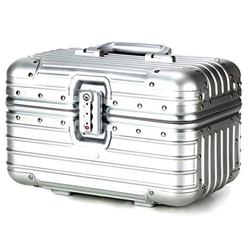 Todo Aluminio Magnesio Aleación Trolley Estuche De Metal Estuche De Embarque Cosmético Maleta Maleta 12 Pulgadas Plata 12