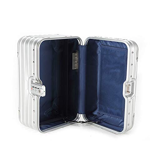 Todo Aluminio Magnesio Aleación Trolley Estuche De Metal Estuche De Embarque Cosmético Maleta Maleta 12 Pulgadas Plata Mate 12