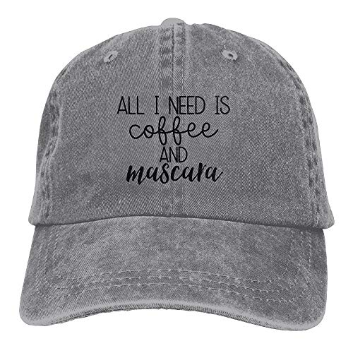 Todo lo Que Necesito es café y rímel Gorras de béisbol clásicas Sombreros de Vaquero Adultos Unisex