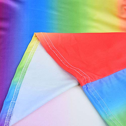 TOFOTL - Vestido largo clásico, sencillo, estampado de arcoíris, con correas en V, sin mangas, boho, fiesta, vacaciones, vestido grande multicolor XL