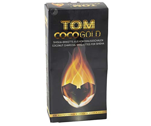 Tom CocoGold - Shisha de carbón, 3 kg, Aprox. 25 x 25 mm, Color Negro, 216 Dados
