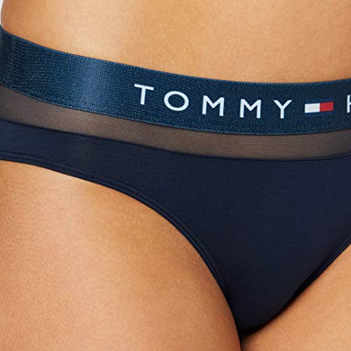 Tommy Hilfiger Bikini con Inserción de Malla Braguitas con Cintura Elástica, Azul (Navy Blazer 416), 38 (Talla del Fabricante: MD) para Mujer