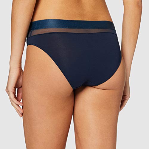 Tommy Hilfiger Bikini con Inserción de Malla Braguitas con Cintura Elástica, Azul (Navy Blazer 416), 38 (Talla del Fabricante: MD) para Mujer