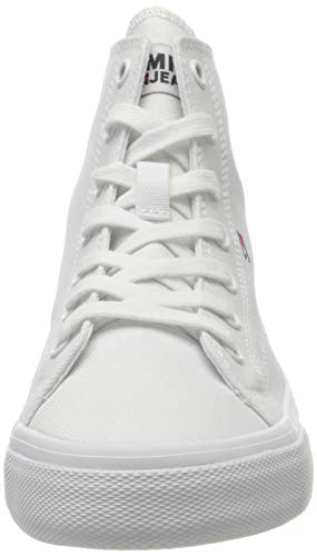 Tommy Hilfiger Essential Mid-Top Trainers, Zapatillas Deportivas para Mujer, Blanco (White Ybs), 40 EU