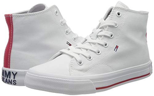 Tommy Hilfiger Essential Mid-Top Trainers, Zapatillas Deportivas para Mujer, Blanco (White Ybs), 40 EU