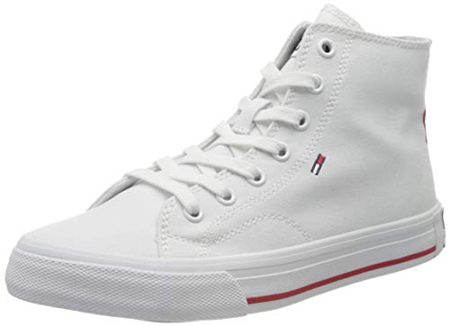 Tommy Hilfiger Essential Mid-Top Trainers, Zapatillas Deportivas para Mujer, Blanco (White Ybs), 40 EU