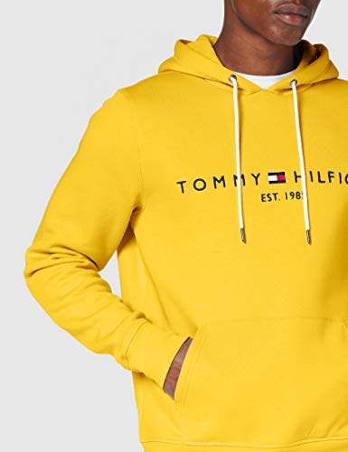 Tommy Hilfiger H Sudadera con Capucha, Cordón, Logo y Bolsillo Canguro, Yellow, XXXL Hombre