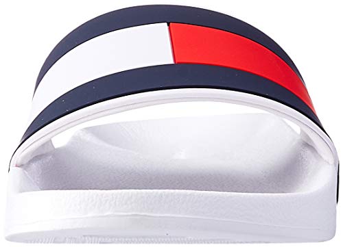 Tommy Hilfiger Hombre Esenciales Deslizadores de la Piscina de la Bandera, Blanco, 43 EU
