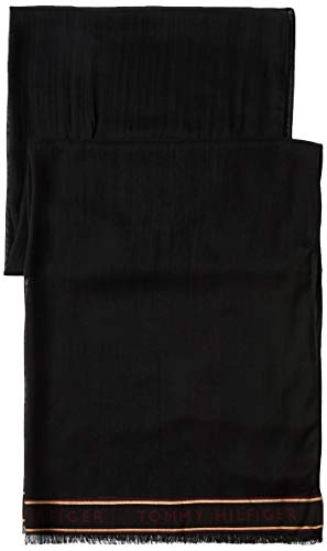 Tommy Hilfiger TH Logo Border Scarf Juego de accesorios de invierno, Deep Rouge, OS para Mujer