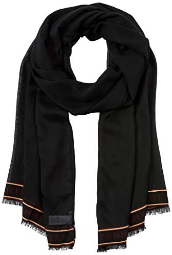 Tommy Hilfiger TH Logo Border Scarf Juego de accesorios de invierno, Deep Rouge, OS para Mujer