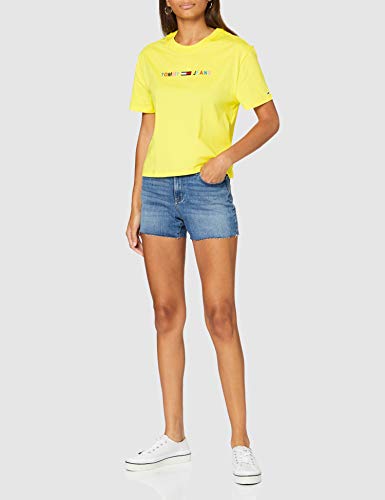 Tommy Hilfiger Tjw Colored Linear Logo tee Camiseta, Amarillo (Frozen Lemon Zio), 42 (Talla del Fabricante: X-Large) para Mujer
