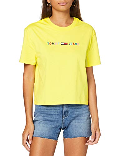Tommy Hilfiger Tjw Colored Linear Logo tee Camiseta, Amarillo (Frozen Lemon Zio), 42 (Talla del Fabricante: X-Large) para Mujer
