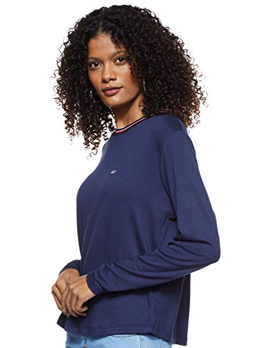 Tommy Hilfiger Tjw Crepe Solid Longsleeve Ropa Deportiva de Punto, Azul (Blue Cbk), 32 (Talla del Fabricante: XX-Small) para Mujer