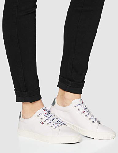 Tommy Hilfiger Tommy Jeans Casual Sneaker, Zapatillas para Mujer, Blanco (White 100), 38 EU