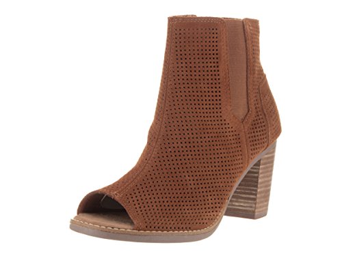 TOMS Botines peep toe perforados de Mallorca para mujeres en tama?o canela 9.5